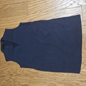 Ross & Freckle Women's Black Solid V-Neck Sleeveless Mini Dress